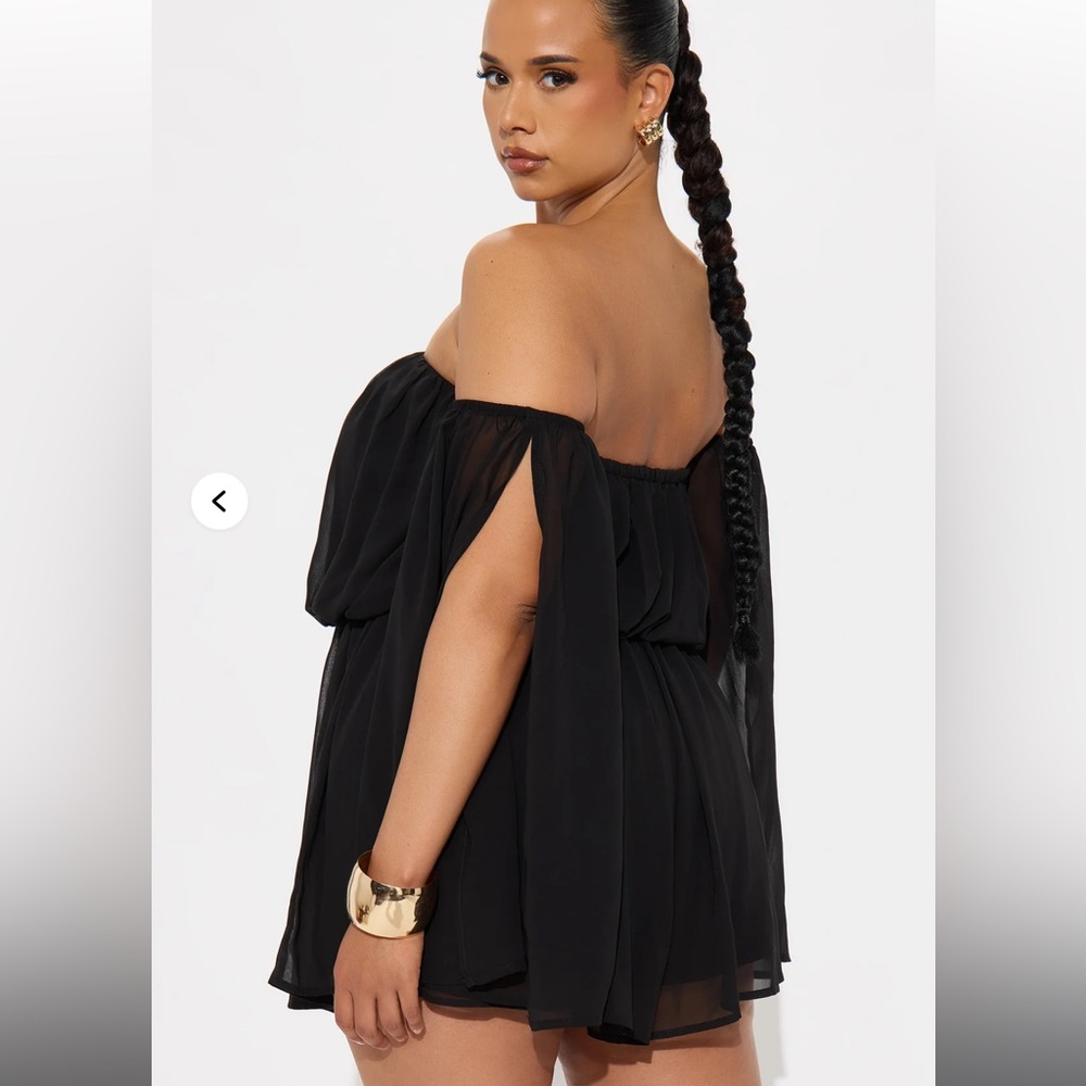 Fashion Nova Black Off-Shoulder Romper - Picture 6 of 6